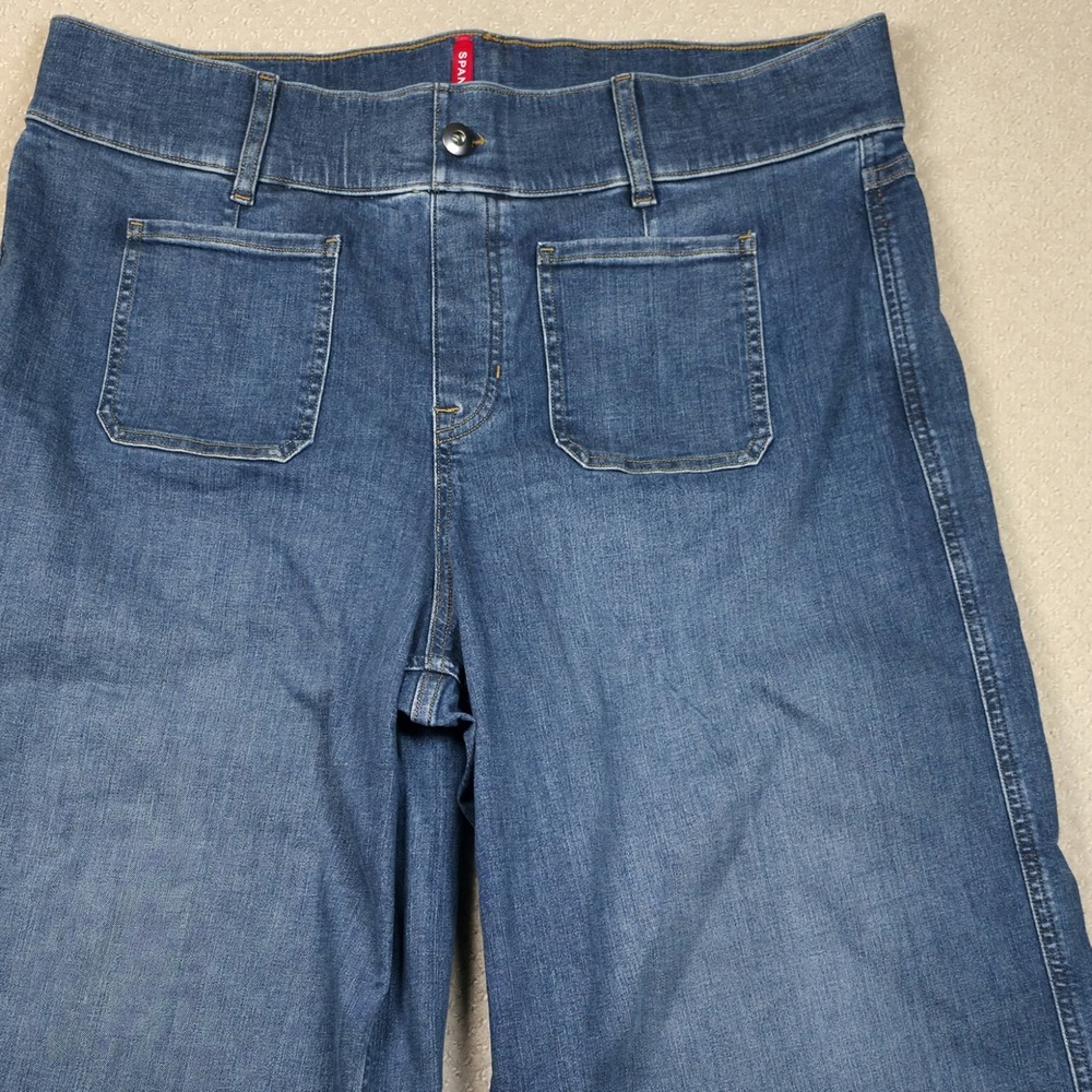 SPANX Wide Leg Denim-Blue Cropped Jeans - Picture 3 of 13